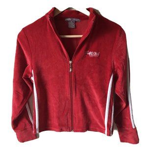 Hale Bob Velour Zip-Up‎ Track Jacket Stripes Red Girls Size 14